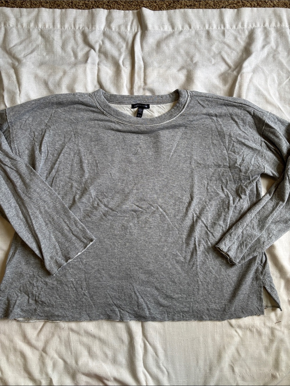 Eileen Fisher Heather Gray Long Sleeve Crew Top